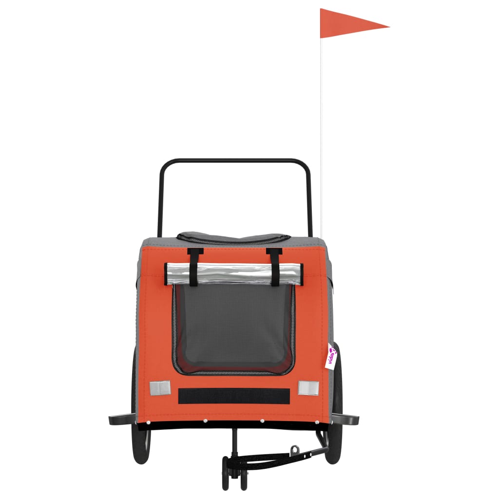Bicycle Trailer Dogs Orange and Gray Oxford Fabric and Iron