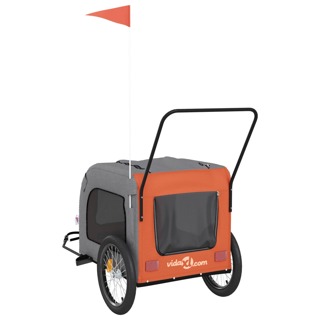 Bicycle Trailer Dogs Orange and Gray Oxford Fabric and Iron