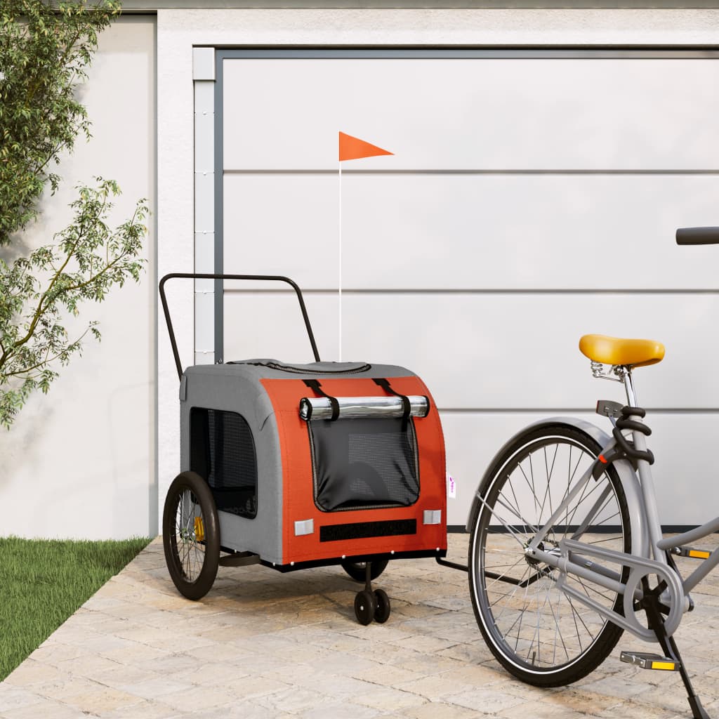 Bicycle Trailer Dogs Orange and Gray Oxford Fabric and Iron