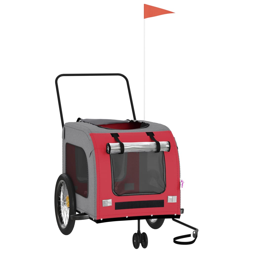 Bicycle Trailer Dogs Red and Grey Oxford Fabric and Iron