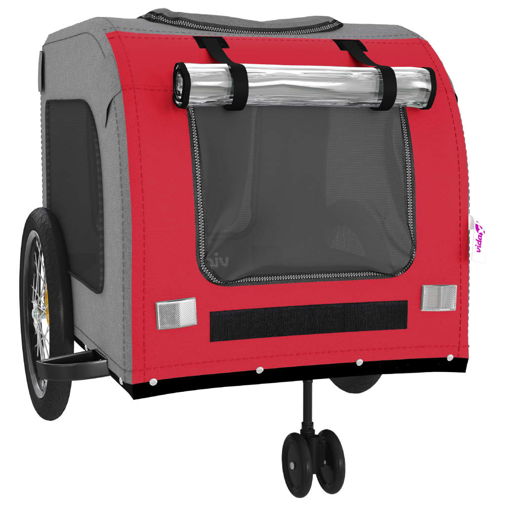 Bicycle Trailer Dogs Red and Grey Oxford Fabric and Iron