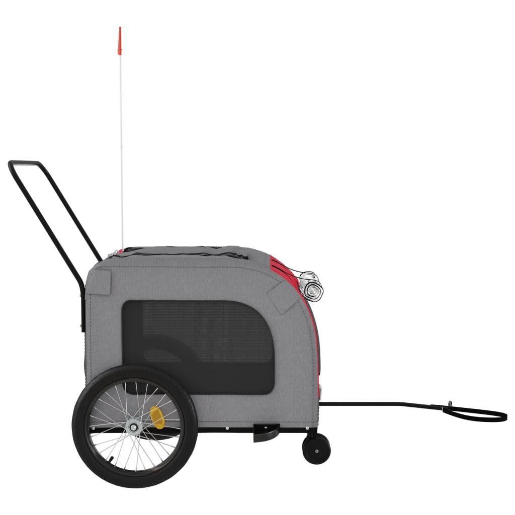 Bicycle Trailer Dogs Red and Grey Oxford Fabric and Iron