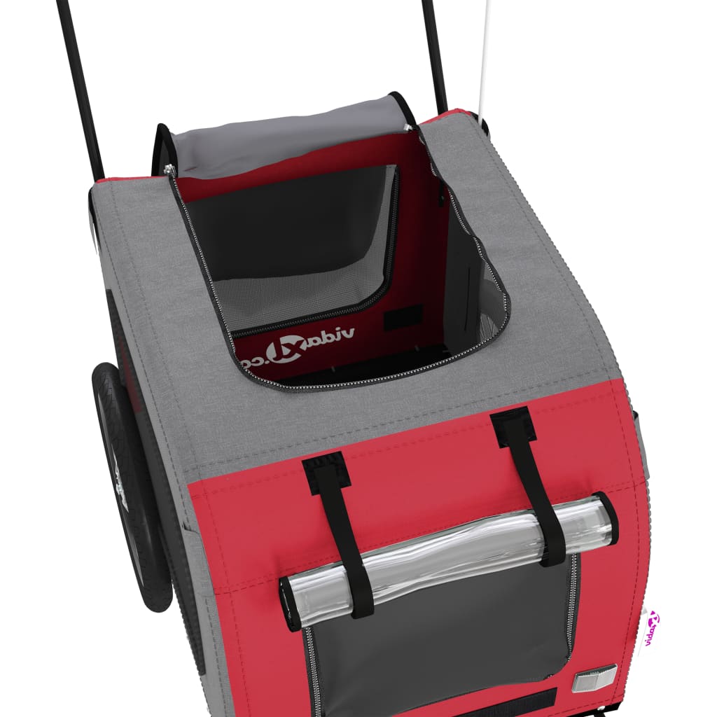 Bicycle Trailer Dogs Red and Grey Oxford Fabric and Iron
