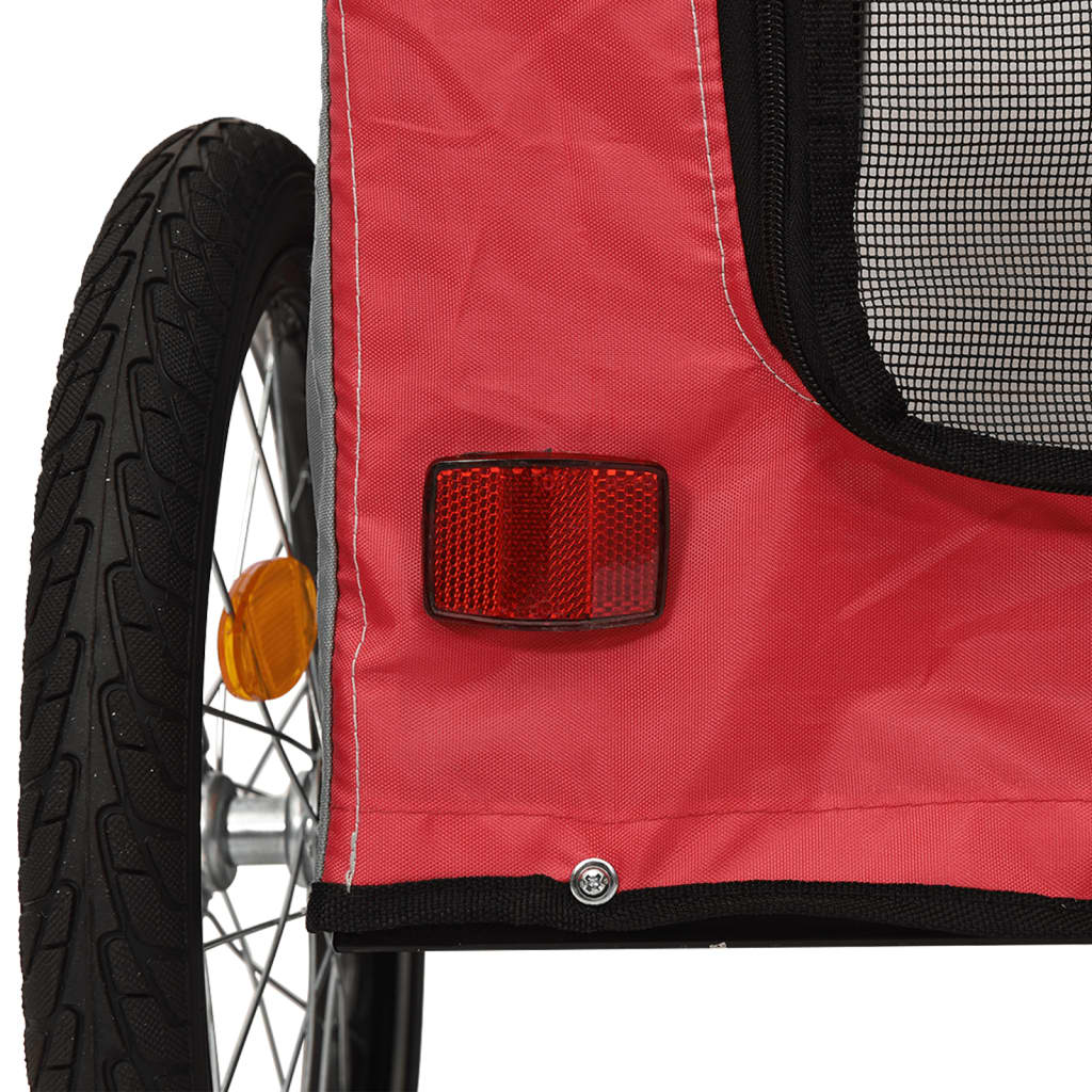 Bicycle Trailer Dogs Red and Grey Oxford Fabric and Iron