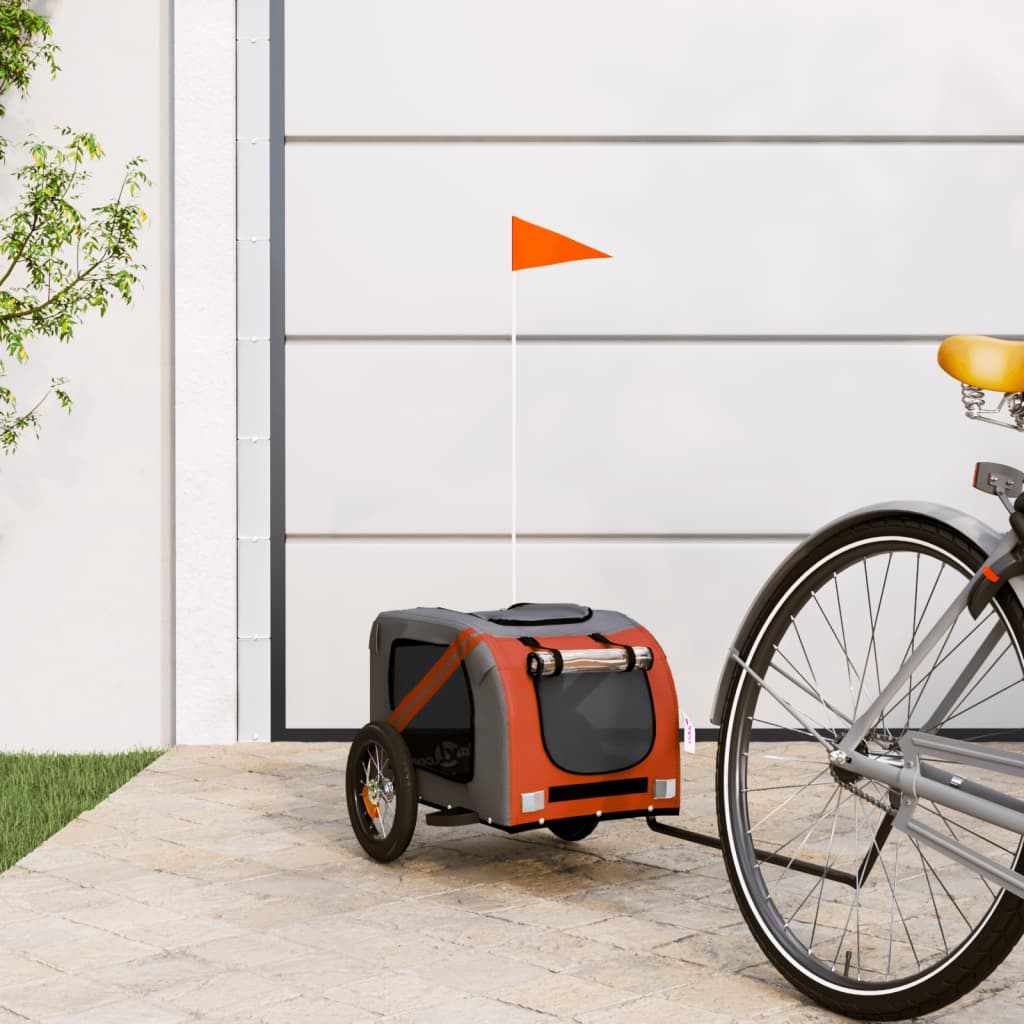 Bicycle Trailer Dogs Orange and Gray Oxford Fabric and Iron