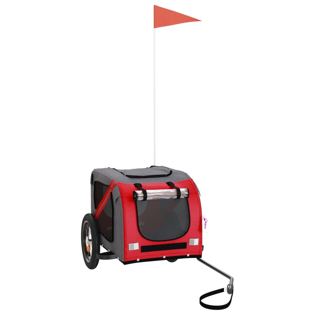 Bicycle Trailer Dogs Red and Grey Oxford Fabric and Iron