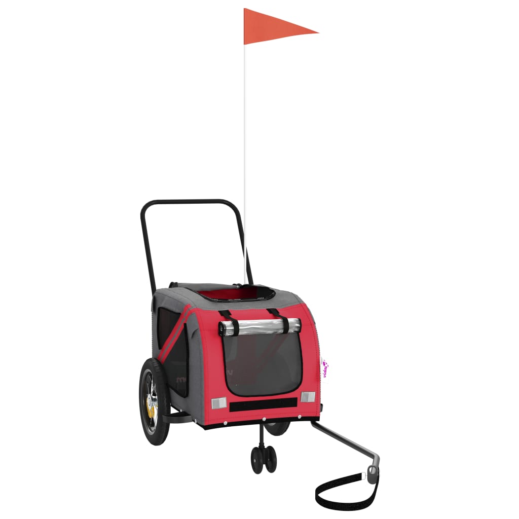 Bicycle Trailer Dogs Red and Black Oxford Fabric & Iron