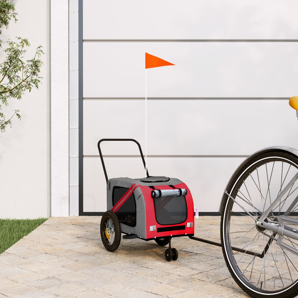 Bicycle Trailer Dogs Red and Black Oxford Fabric & Iron