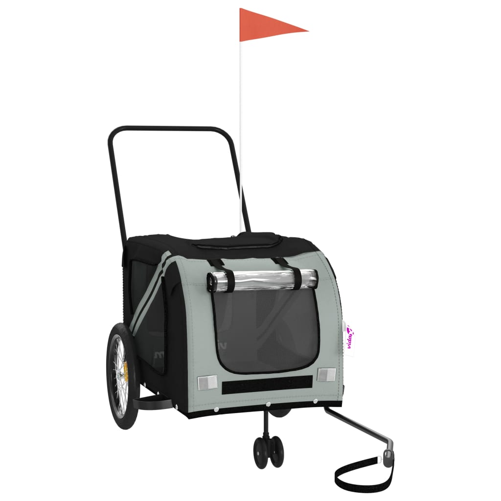 Bicycle Trailer Dogs Gray and Black Oxford Fabric and Iron