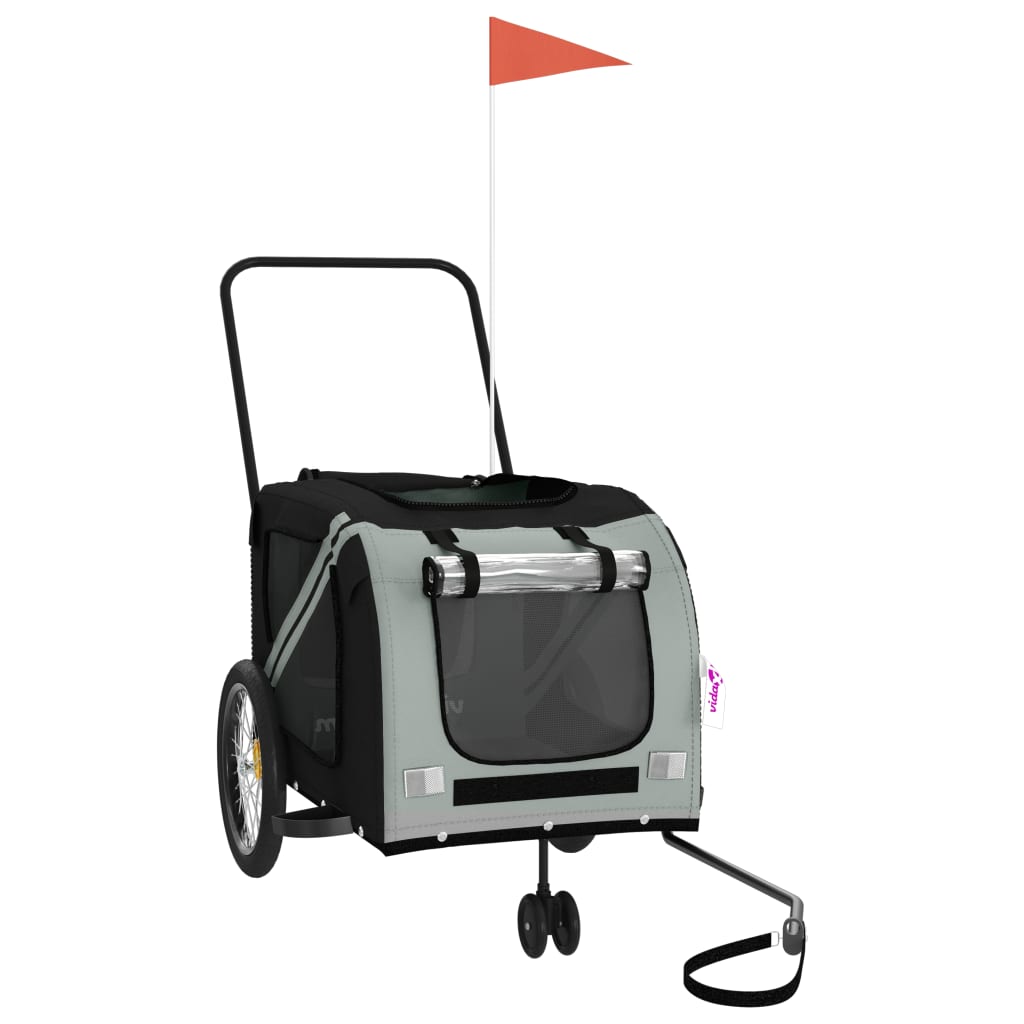 Bicycle Trailer Dogs Gray and Black Oxford Fabric and Iron
