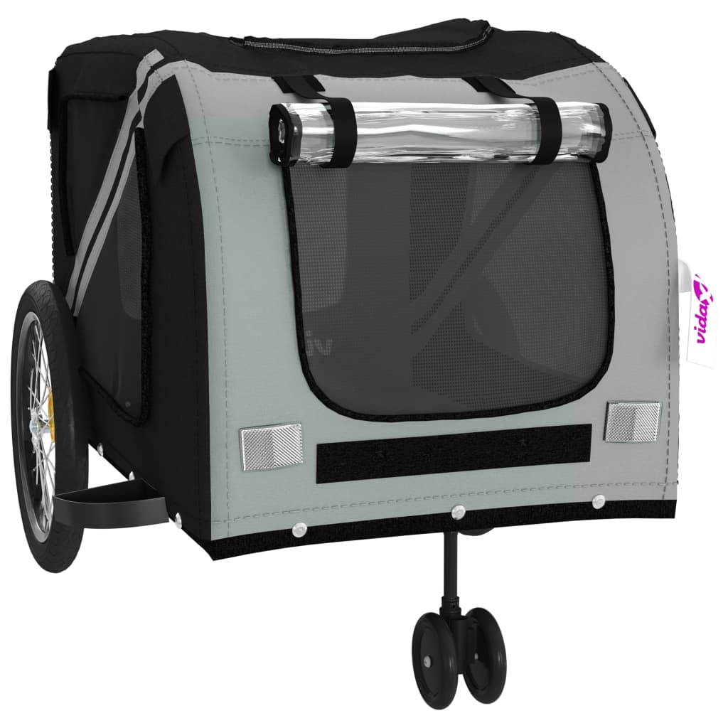 Bicycle Trailer Dogs Gray and Black Oxford Fabric and Iron