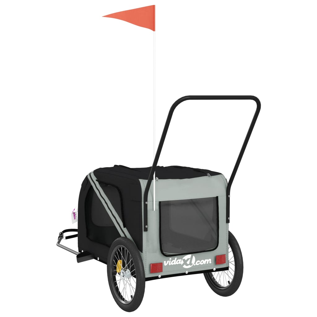 Bicycle Trailer Dogs Gray and Black Oxford Fabric and Iron