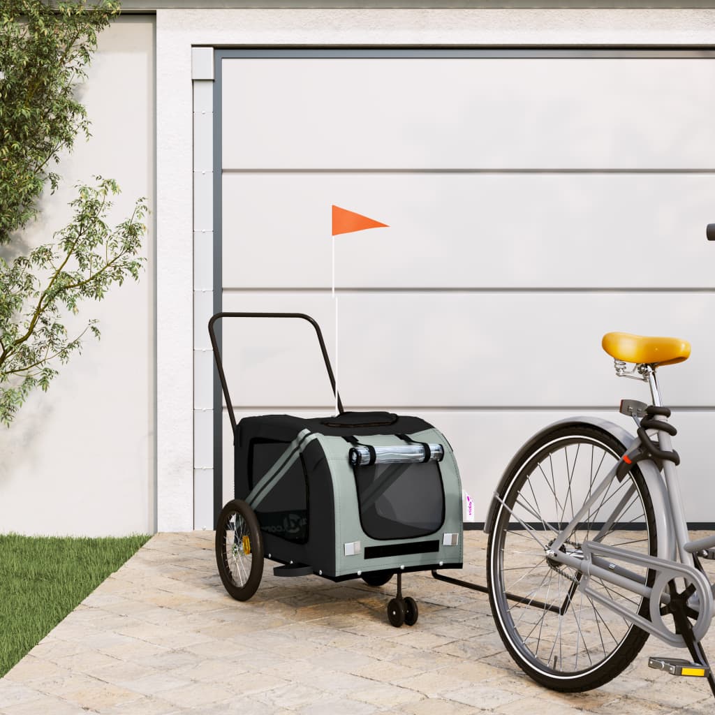 Bicycle Trailer Dogs Gray and Black Oxford Fabric and Iron