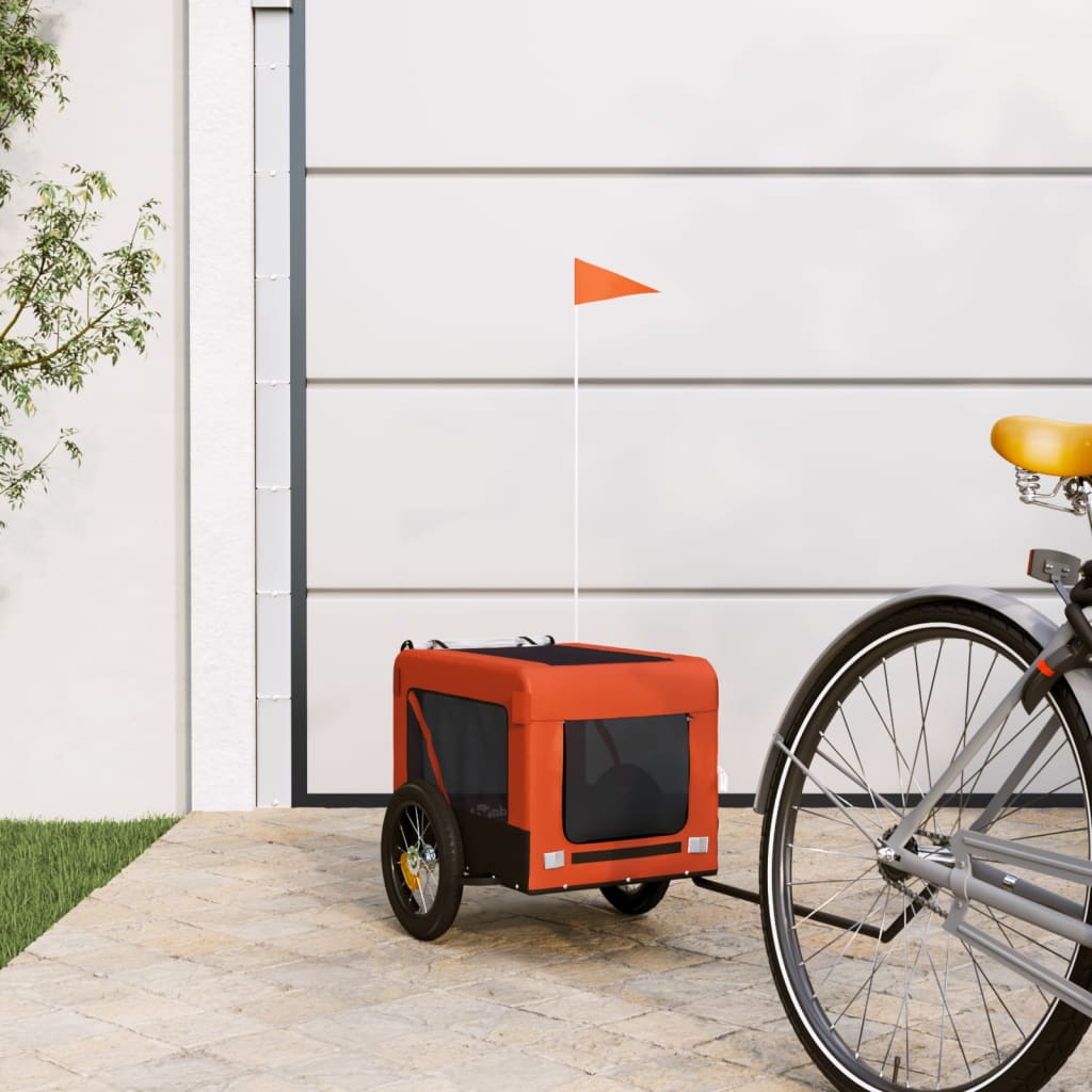 Bicycle Trailer Dogs Orange and Black Oxford Fabric & Iron