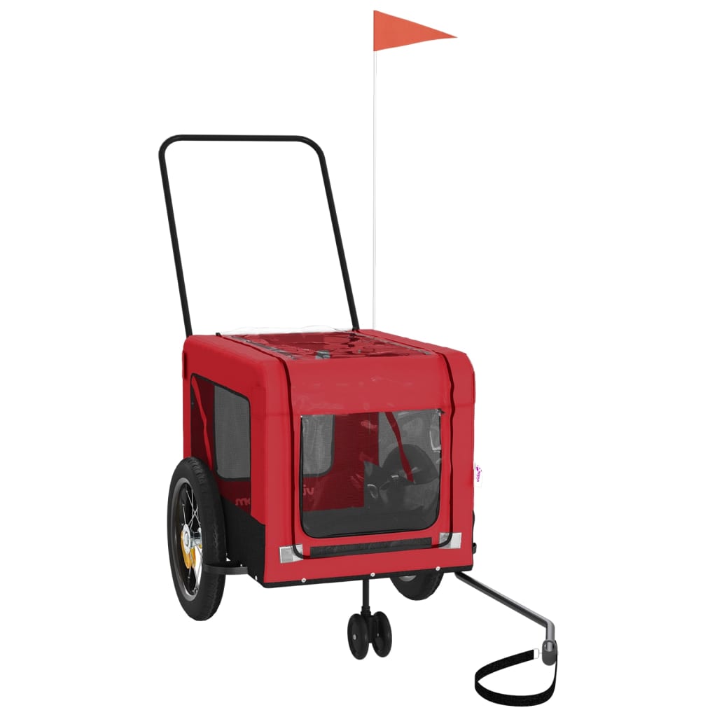 Bicycle Trailer Dogs Red and Black Oxford Fabric & Iron