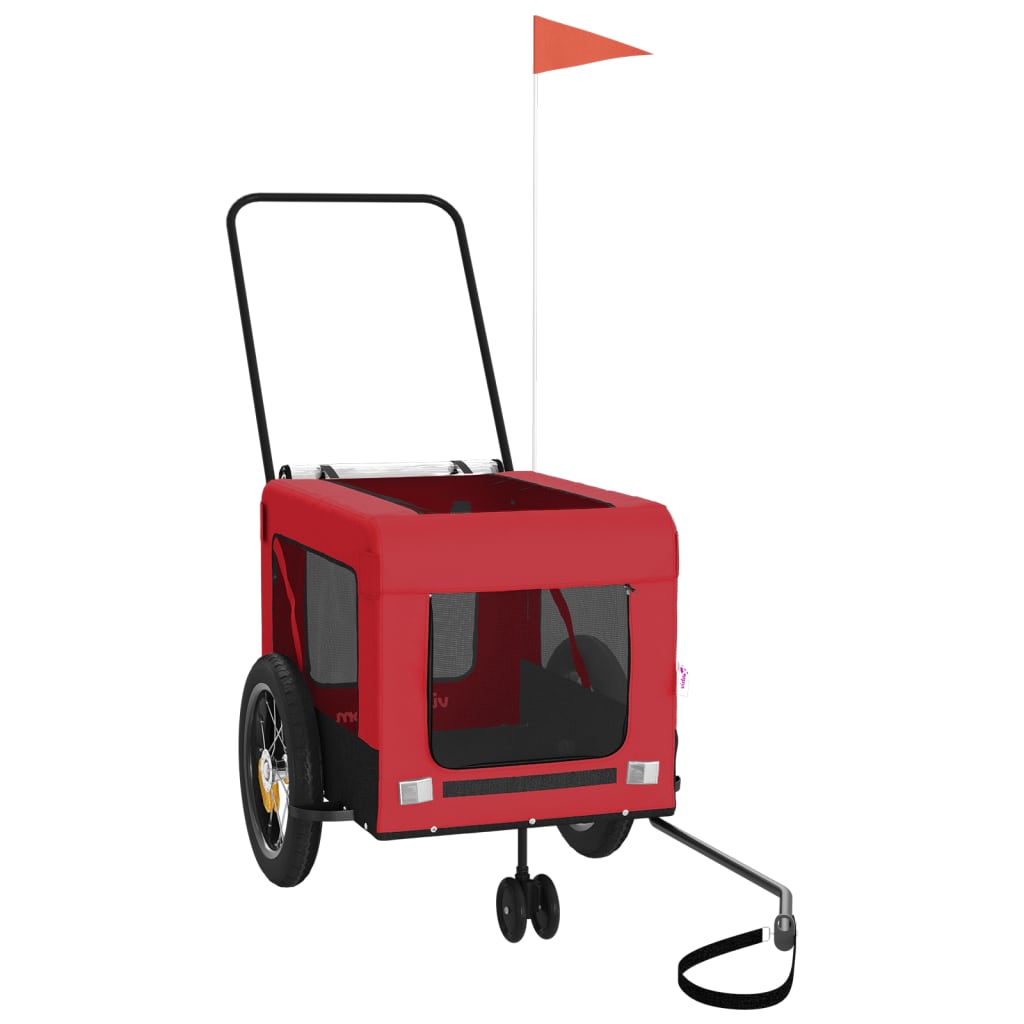 Bicycle Trailer Dogs Red and Black Oxford Fabric & Iron