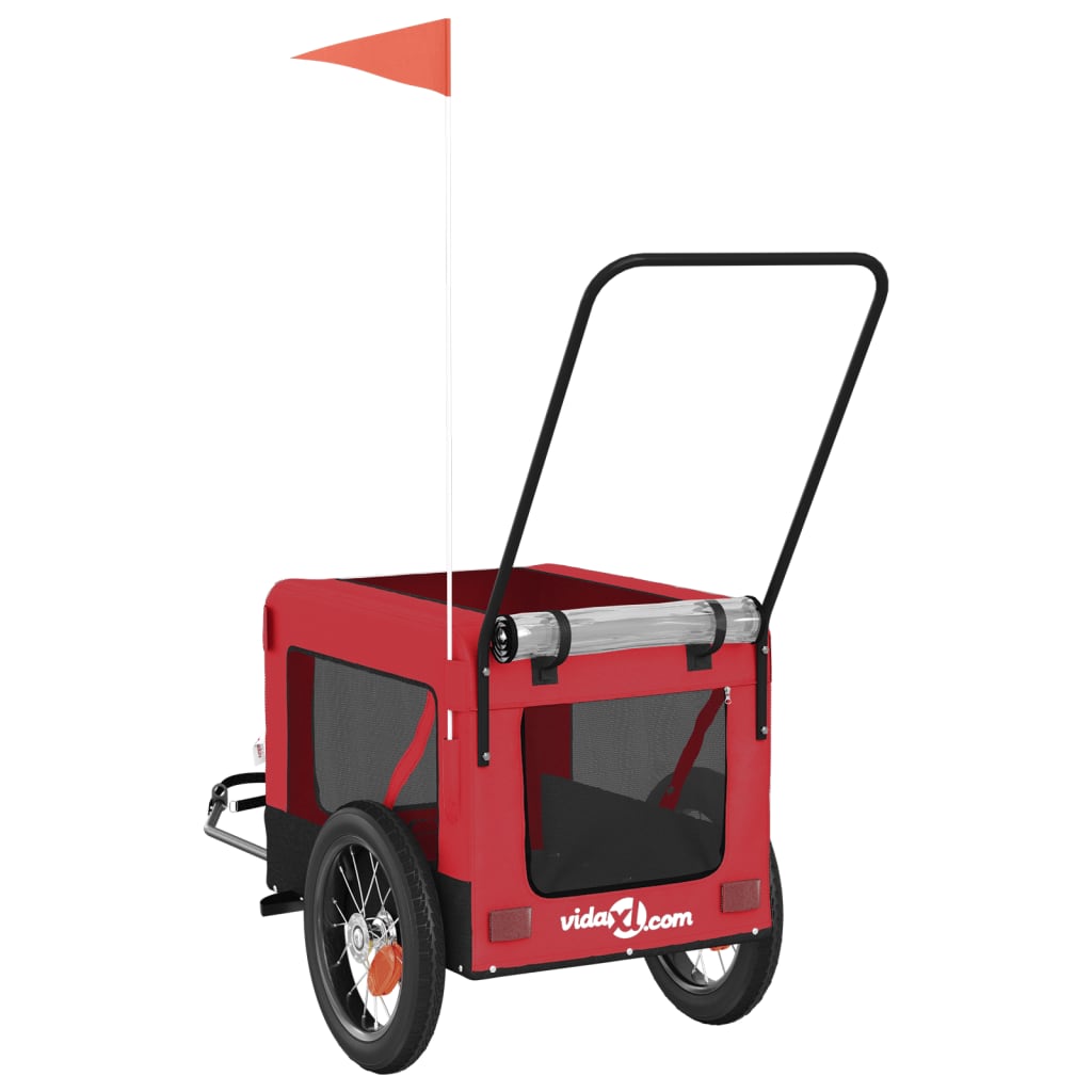 Bicycle Trailer Dogs Red and Black Oxford Fabric & Iron