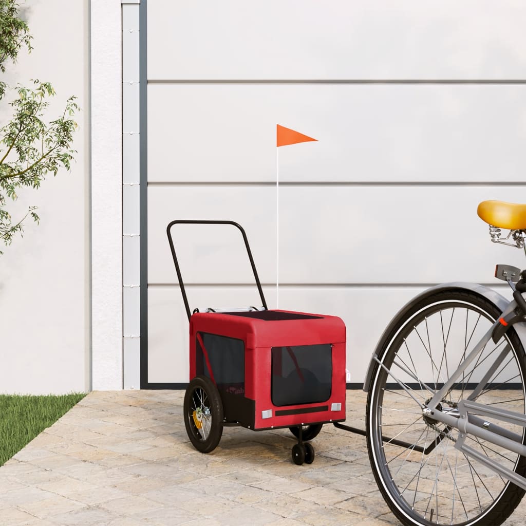 Bicycle Trailer Dogs Red and Black Oxford Fabric & Iron