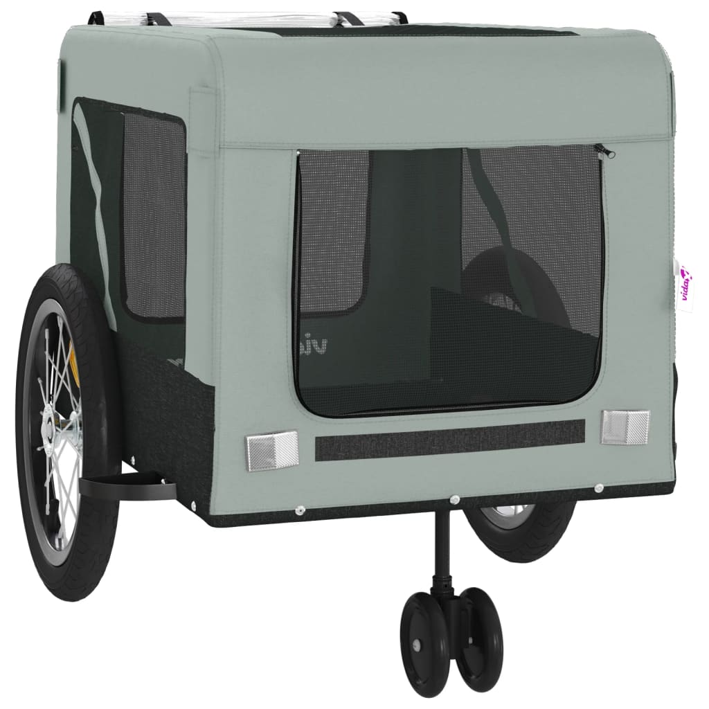 Bicycle Trailer Dogs Gray and Black Oxford Fabric and Iron