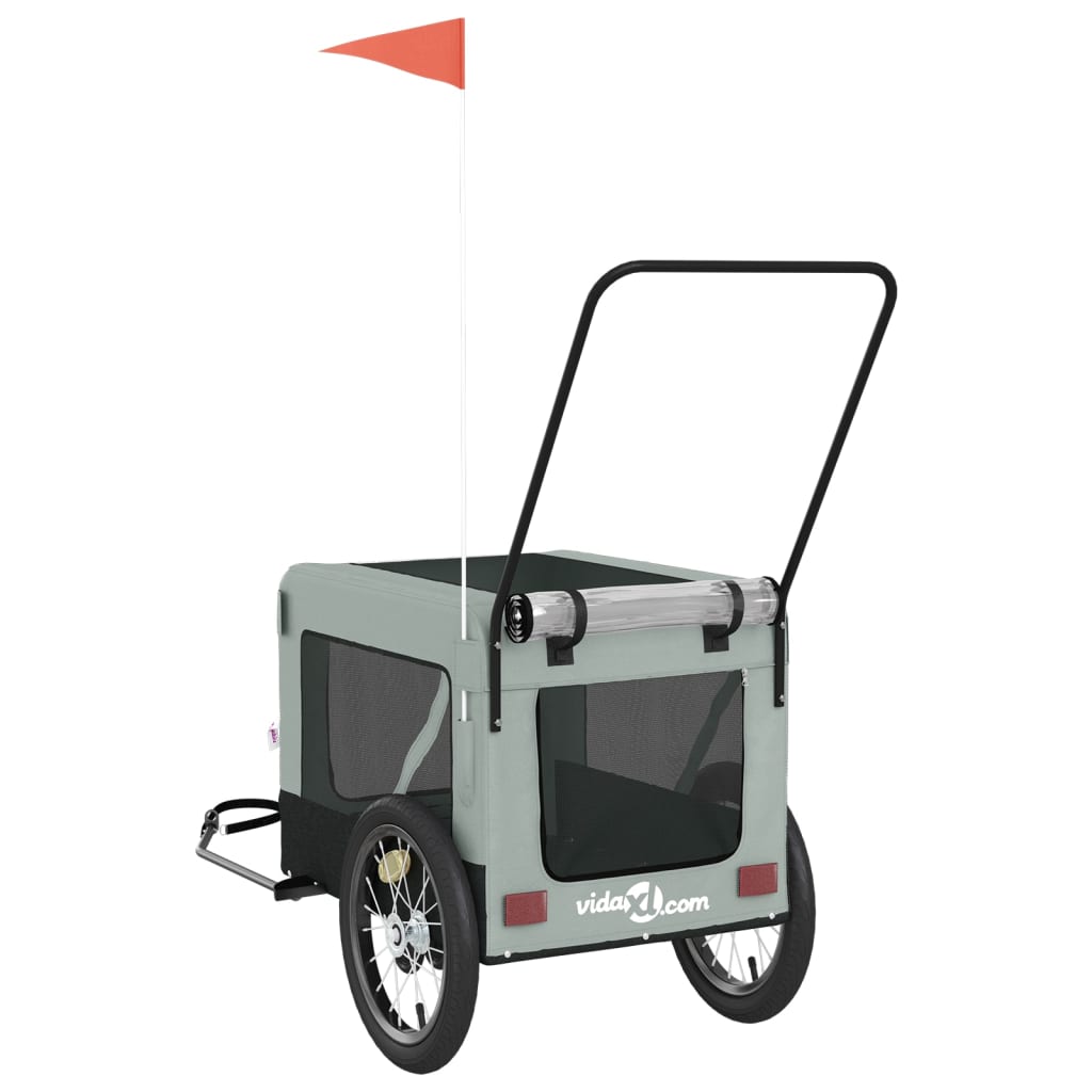 Bicycle Trailer Dogs Gray and Black Oxford Fabric and Iron