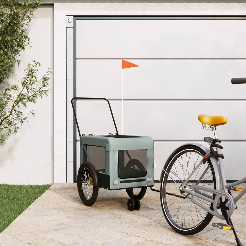 Bicycle Trailer Dogs Gray and Black Oxford Fabric and Iron