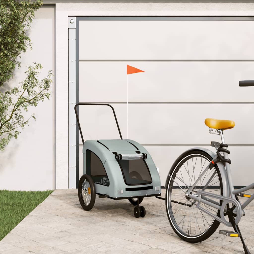 Bicycle Trailer Dogs Gray Oxford Fabric and Iron