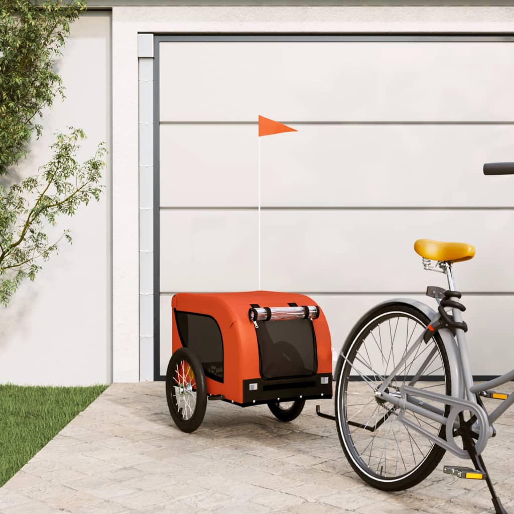 Bicycle Trailer Dogs Orange and Black Oxford Fabric & Iron