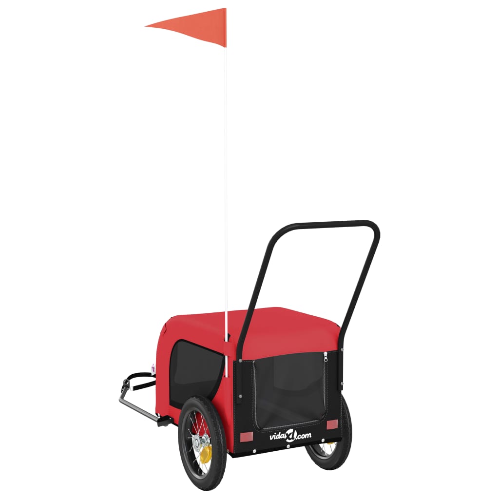 Bicycle Trailer Dogs Red and Black Oxford Fabric & Iron