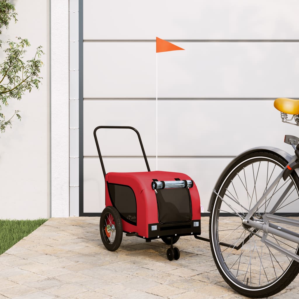 Bicycle Trailer Dogs Red and Black Oxford Fabric & Iron