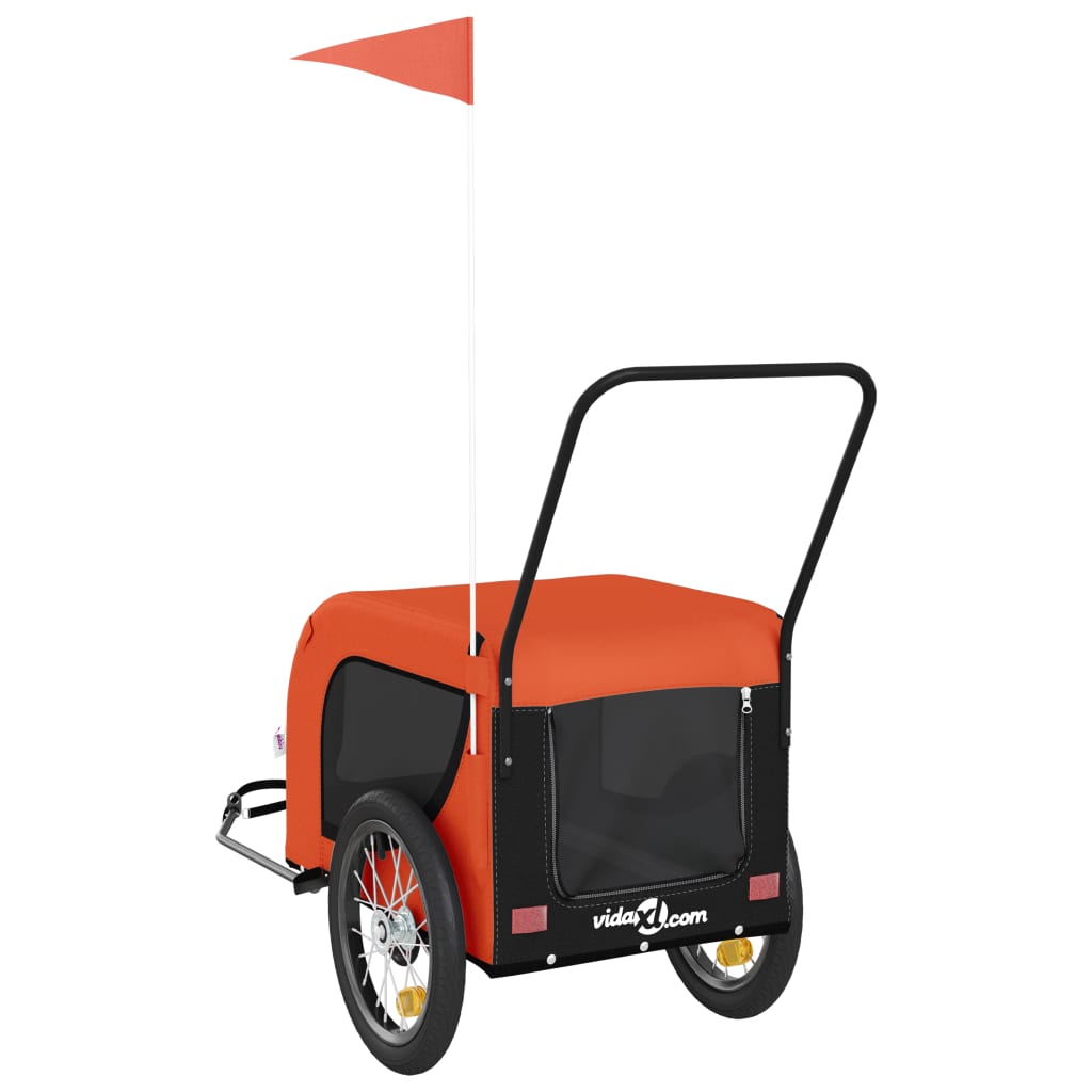 Bicycle Trailer Dogs Orange and Black Oxford Fabric & Iron