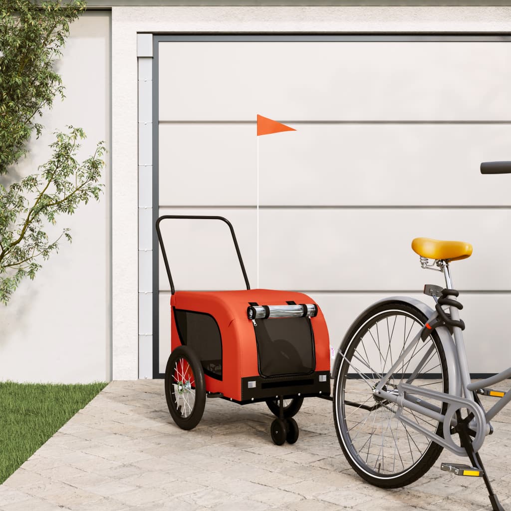 Bicycle Trailer Dogs Orange and Black Oxford Fabric & Iron