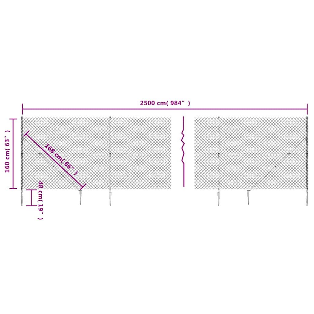 Maschendrahtzaun mit Bodenhülsen Grün 1,6x25 m