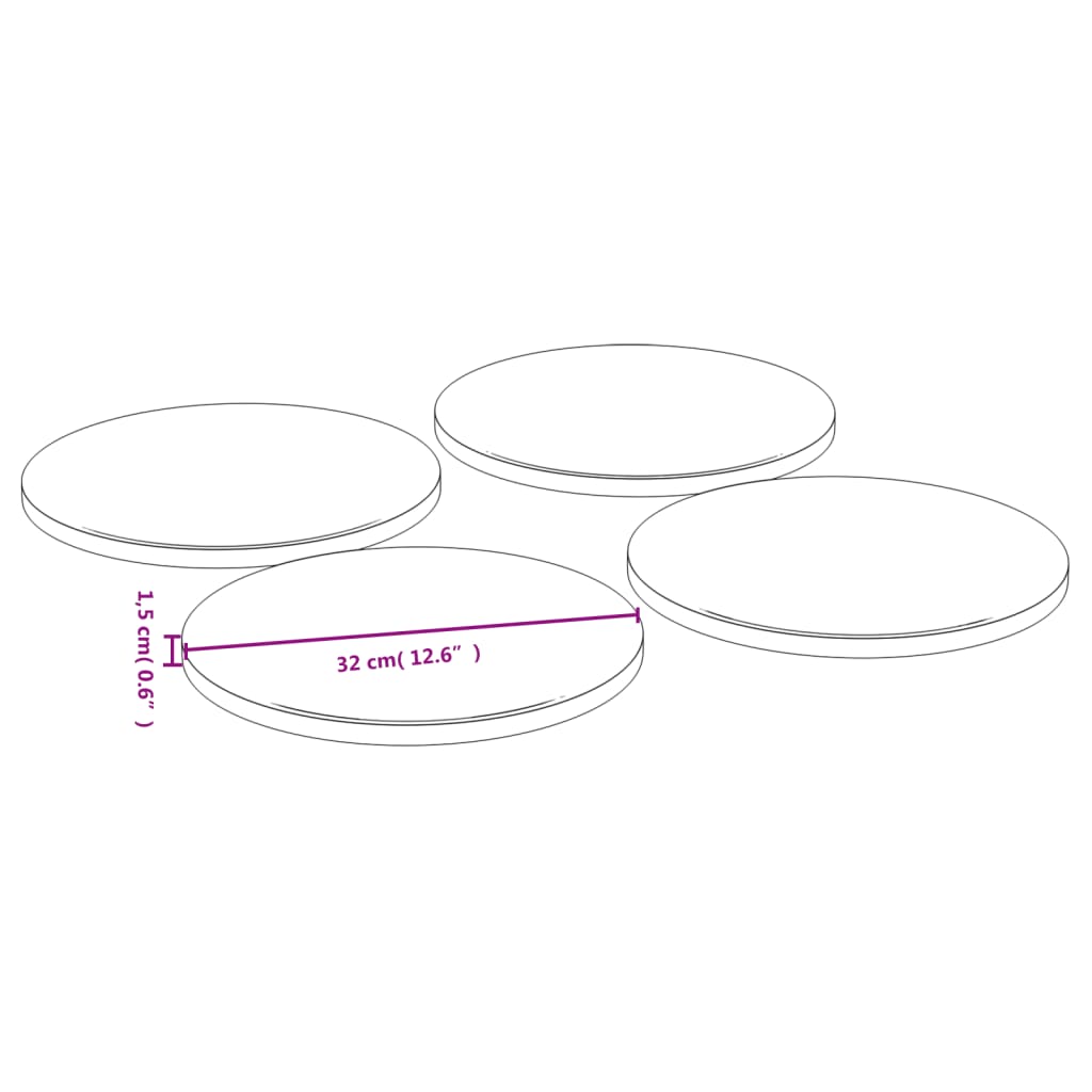 Assiettes à pizza 4 pièces Ø32x1,5 cm bambou