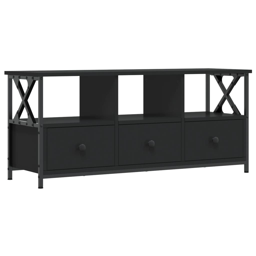 Meuble TV noir 102x33x45 cm en bois et fer