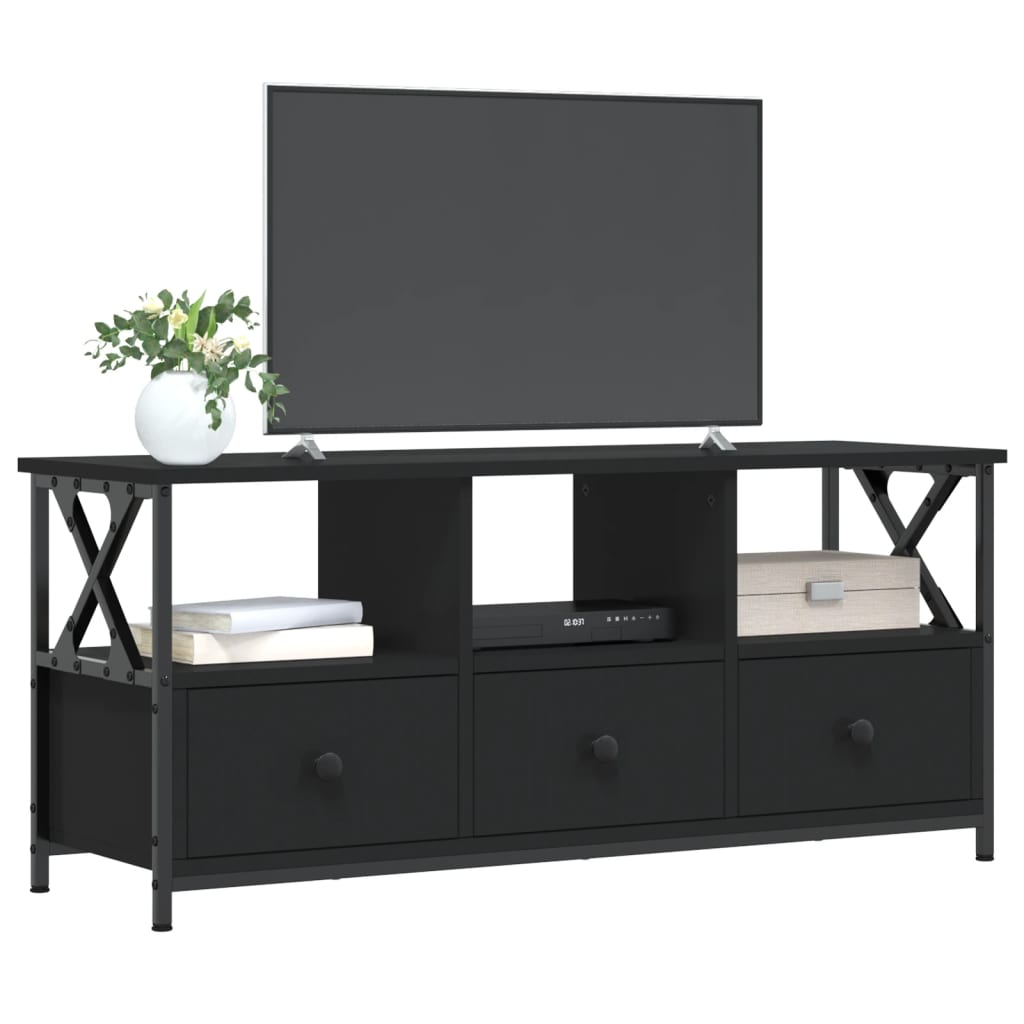 Meuble TV noir 102x33x45 cm en bois et fer