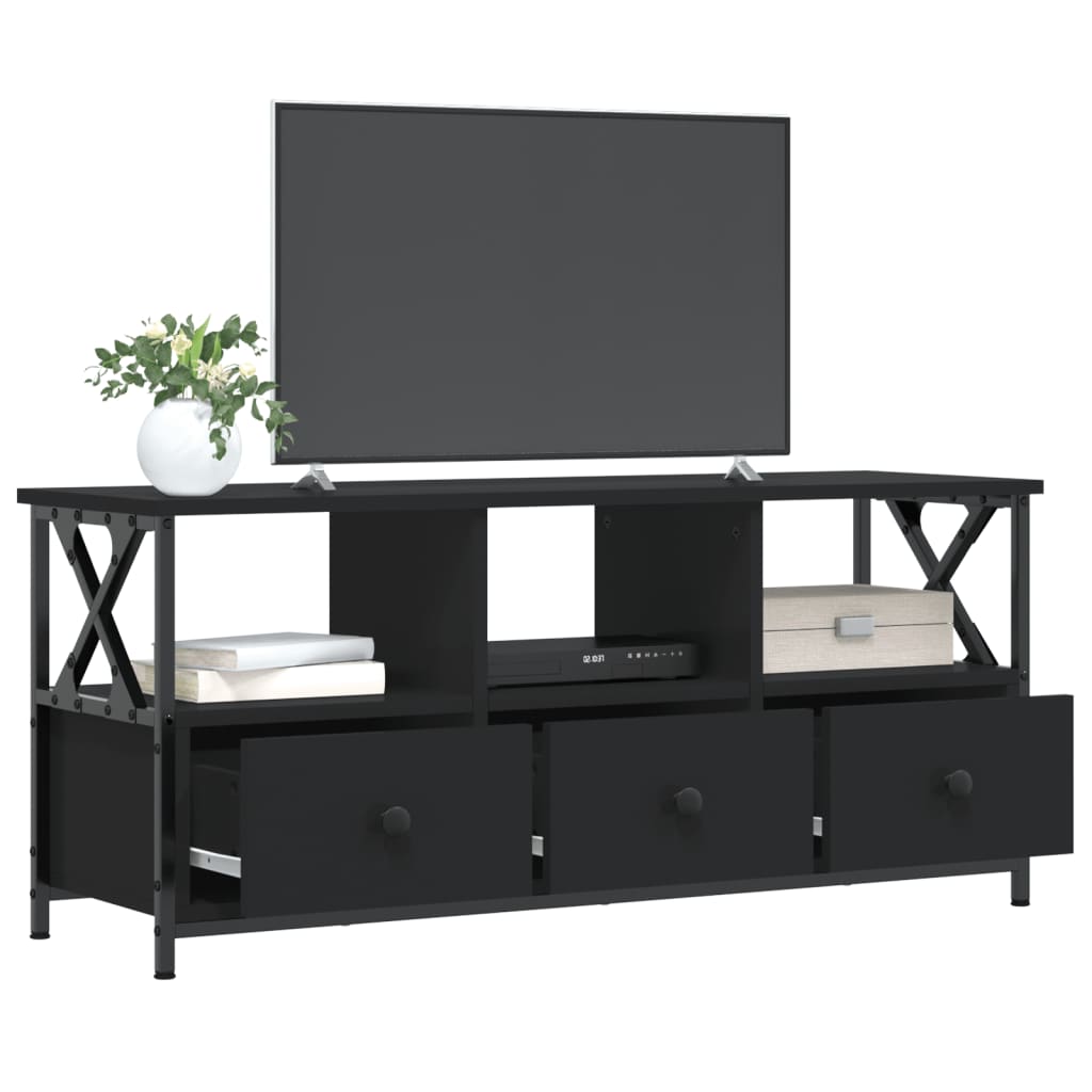Meuble TV noir 102x33x45 cm en bois et fer