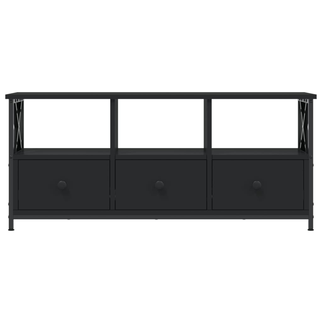 Meuble TV noir 102x33x45 cm en bois et fer