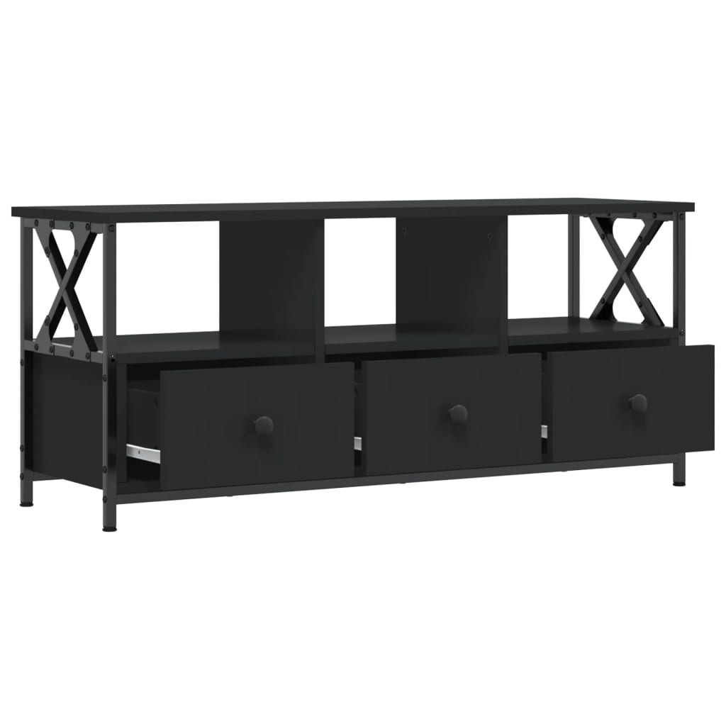 Meuble TV noir 102x33x45 cm en bois et fer