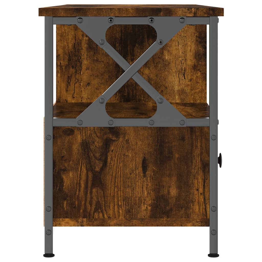 Meuble TV chêne fumé 102x33x45 cm matériau bois & fer