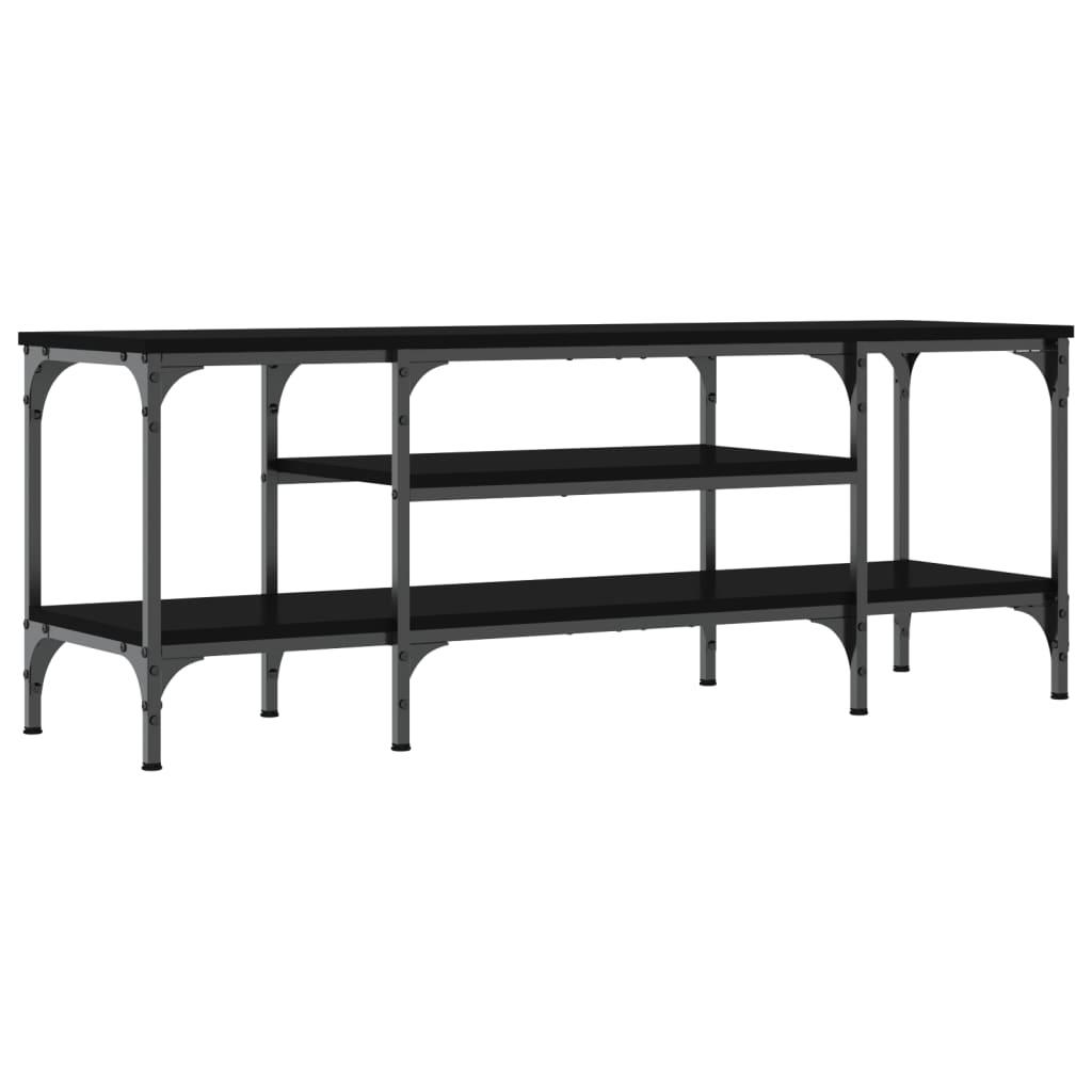 Meuble TV noir 121x35x45 cm en bois et fer