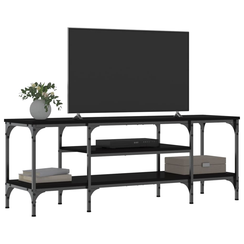 Meuble TV noir 121x35x45 cm en bois et fer