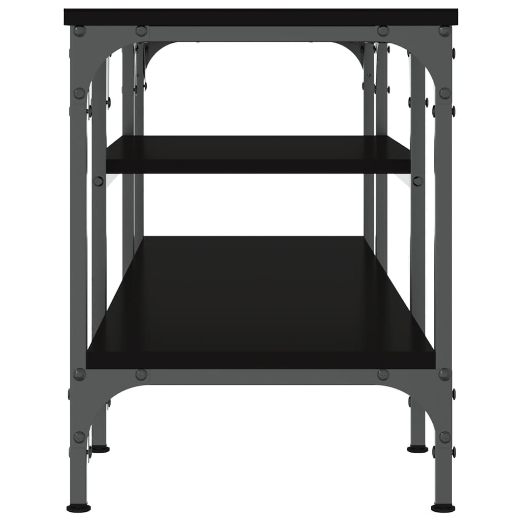 Meuble TV noir 121x35x45 cm en bois et fer