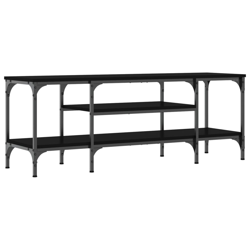 Meuble TV noir 121x35x45 cm en bois et fer