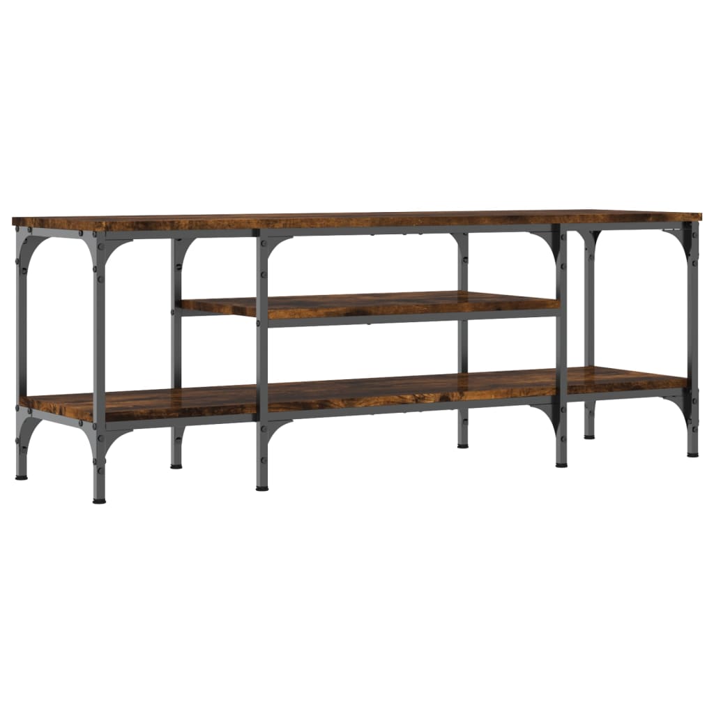 Meuble TV chêne fumé 121x35x45 cm matériau bois & fer