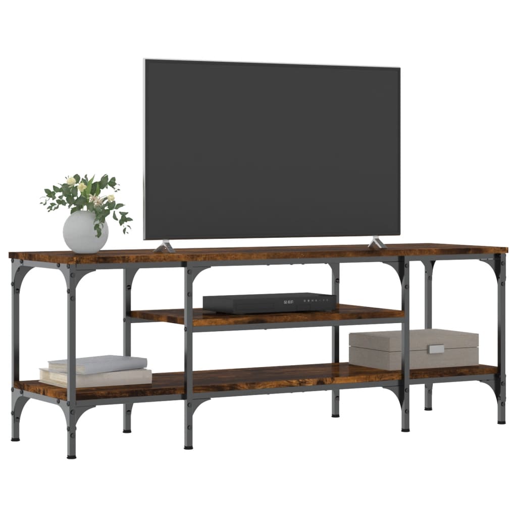 Meuble TV chêne fumé 121x35x45 cm matériau bois & fer