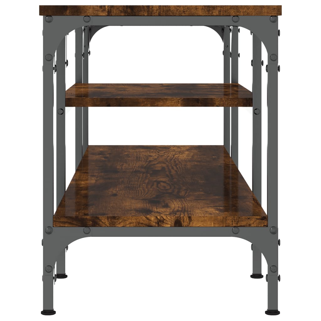 Meuble TV chêne fumé 121x35x45 cm matériau bois & fer