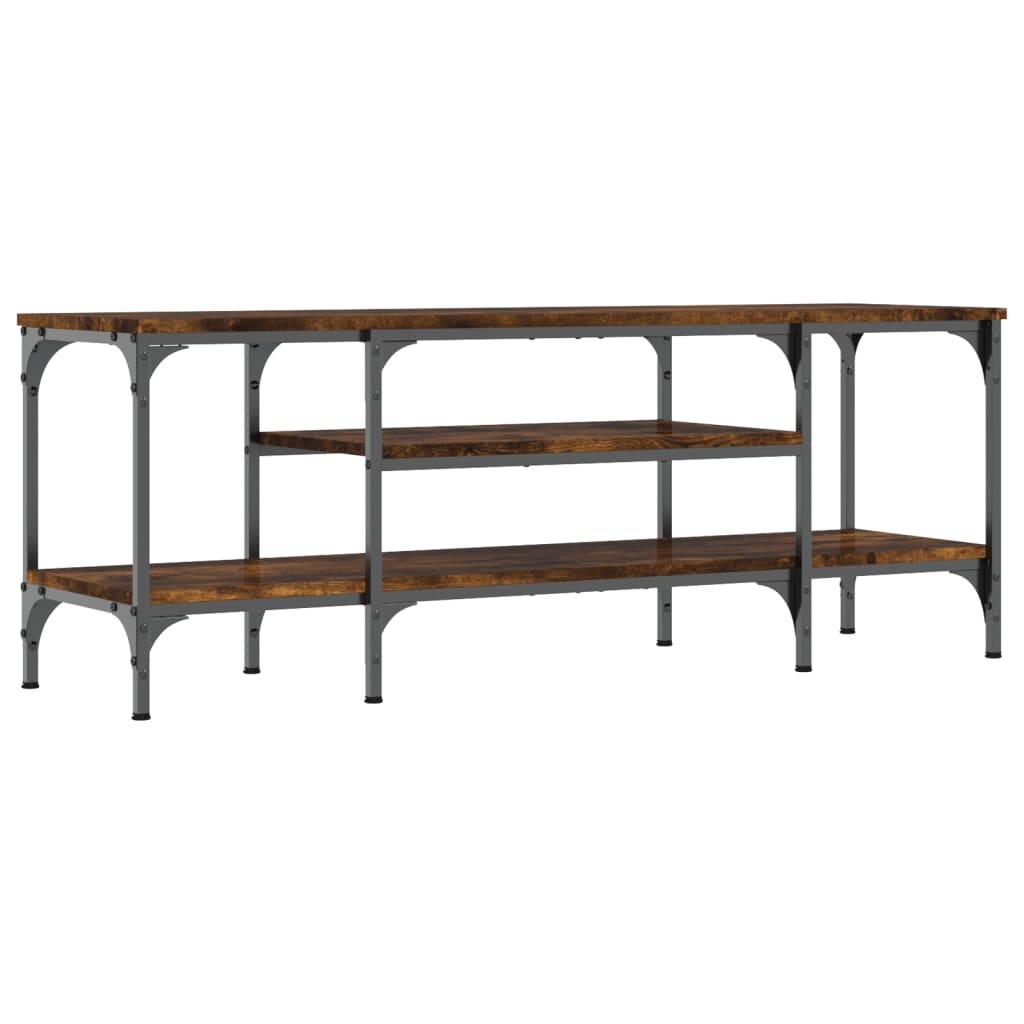 Meuble TV chêne fumé 121x35x45 cm matériau bois & fer