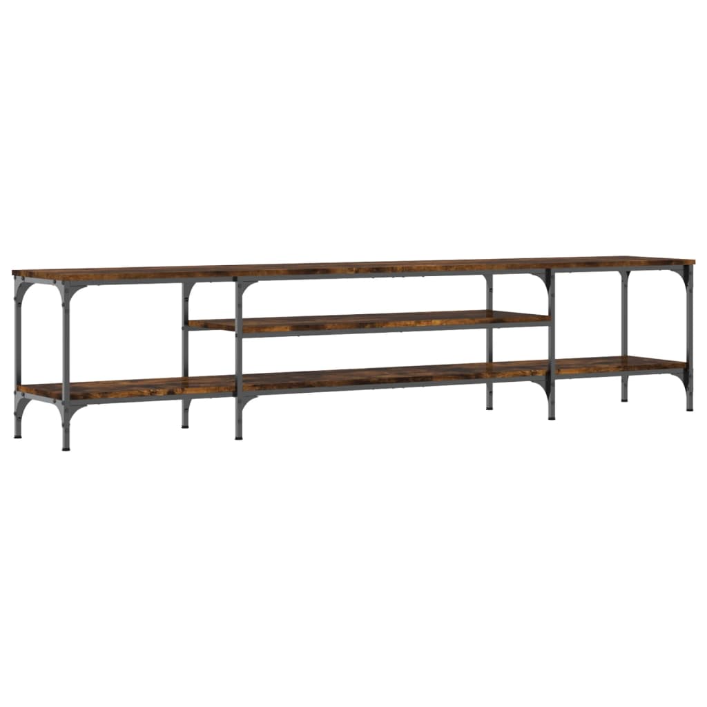 Meuble TV chêne fumé 201x35x45 cm matériau bois & fer