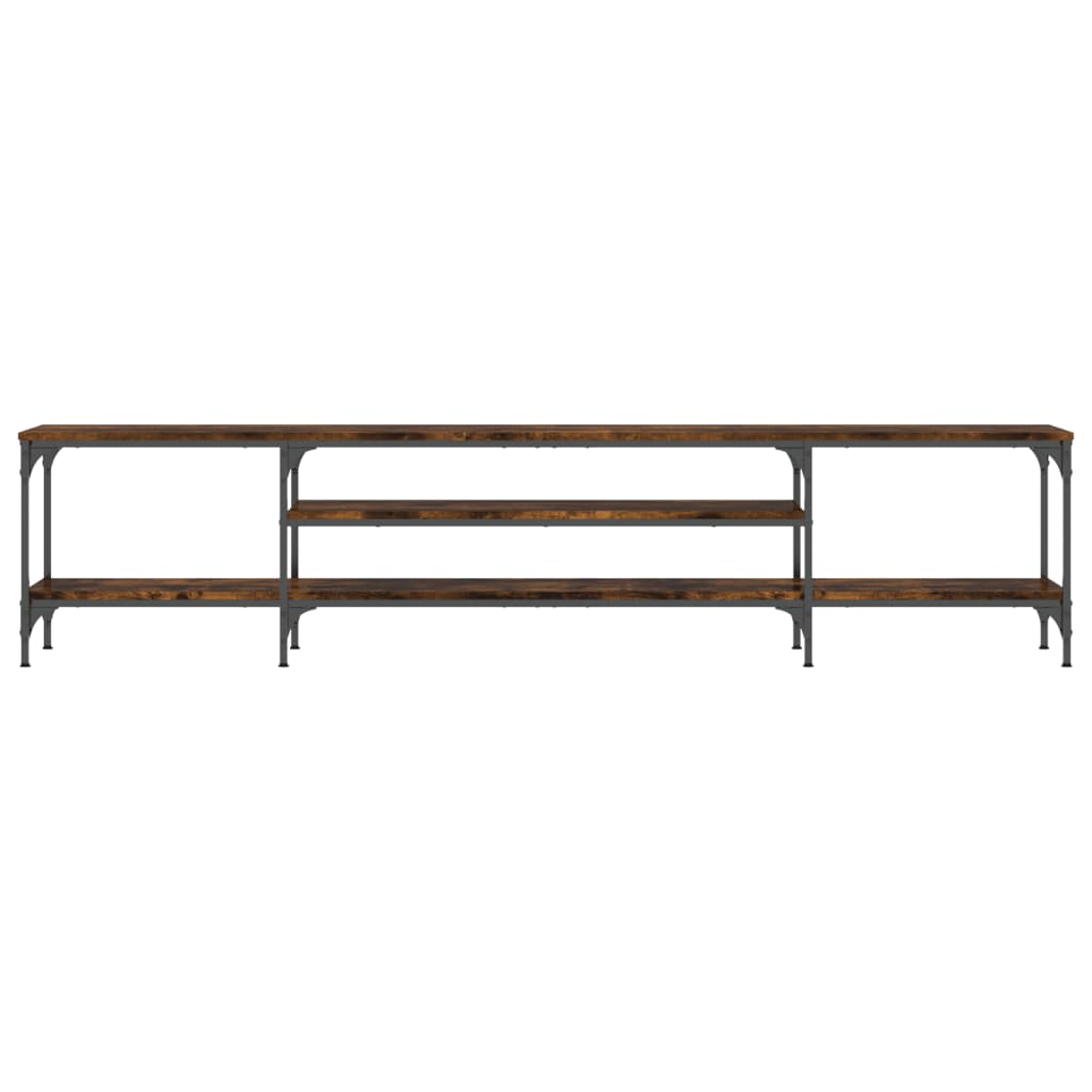Meuble TV chêne fumé 201x35x45 cm matériau bois & fer