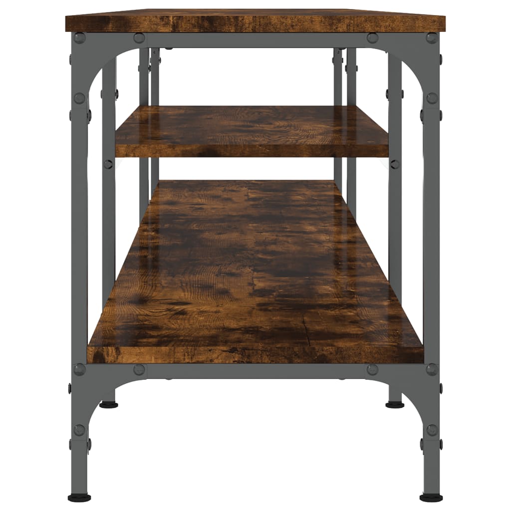 Meuble TV chêne fumé 201x35x45 cm matériau bois & fer